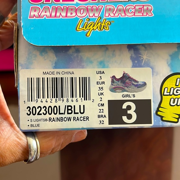 GIRLS' SKECHERS RAINBOW RACER LIGHT-UP WEDGE SNEAKERS NIB - Picture 3 of 8